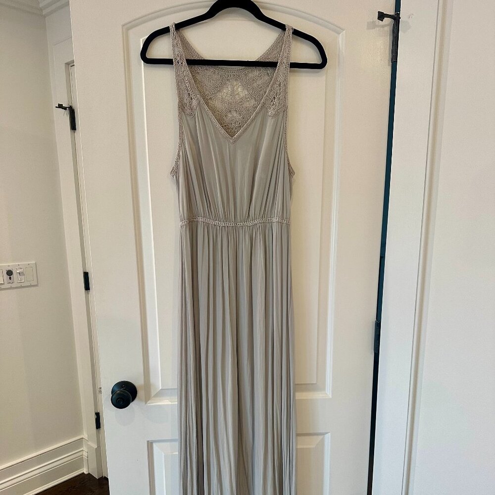 Calypso St. Barth Gray / Silver Sleeveless Knit-Top Maxi Dress. Size Small.